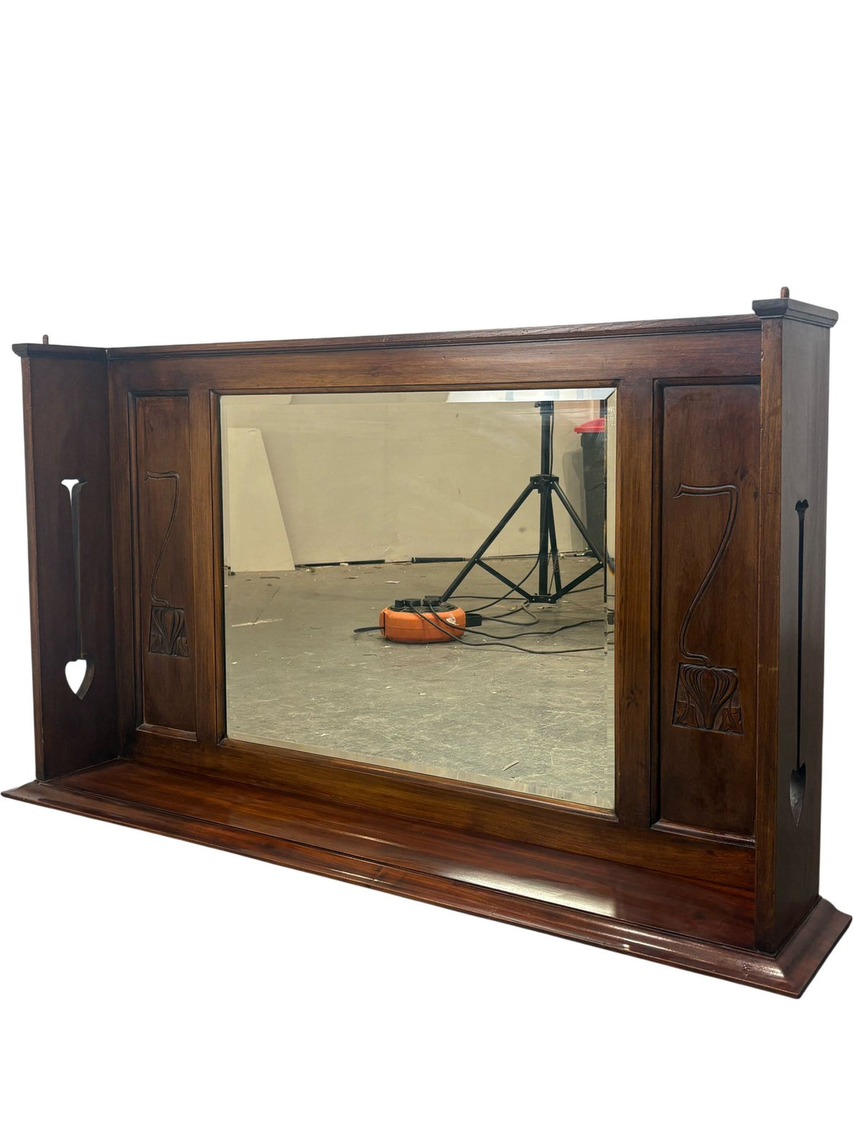 Vintage Wooden Framed Mirror with Carved Design (Pre-Loved)