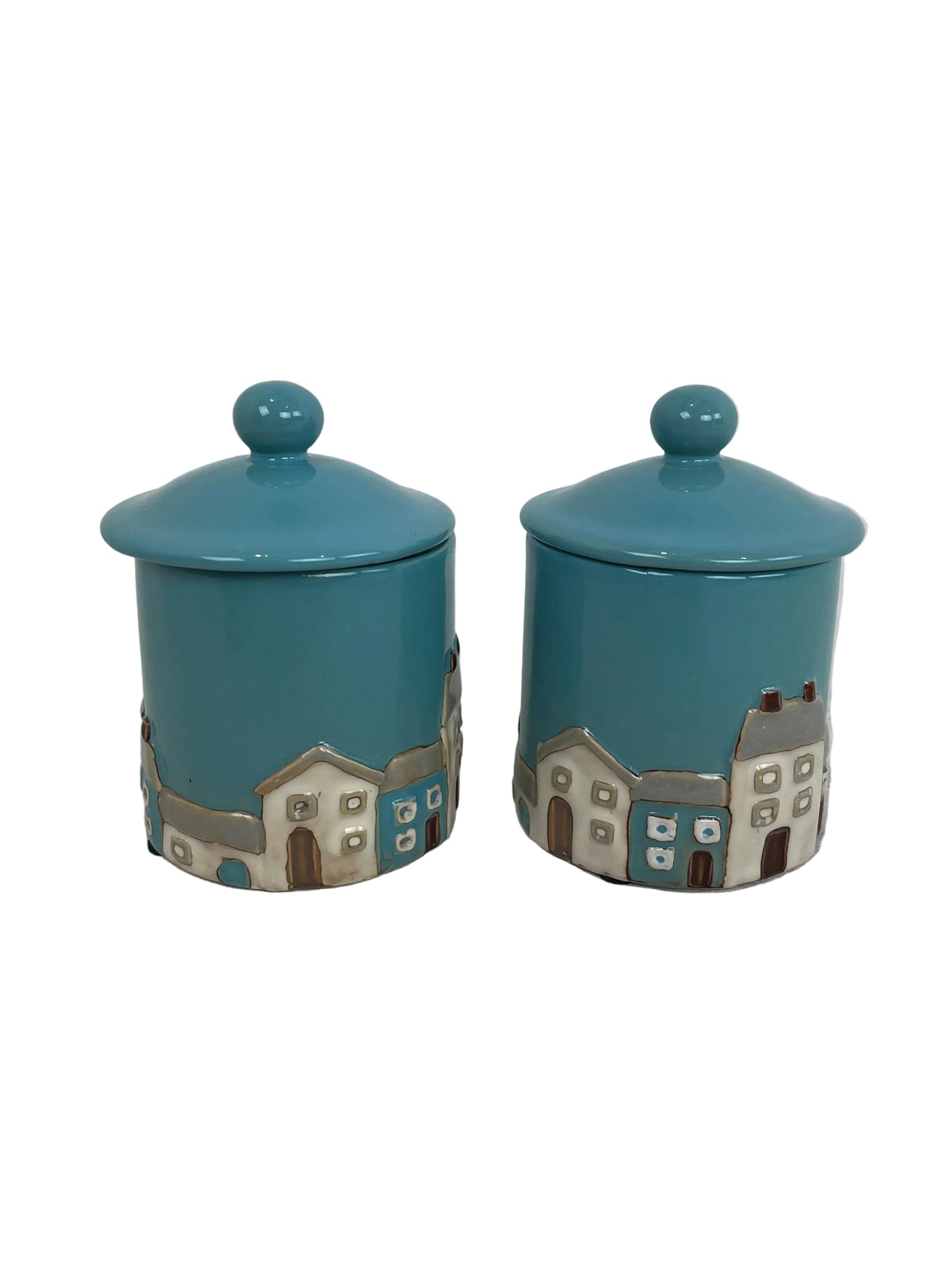 Country Cottage Ceramic Honey Pot And Lid Set of 2 (New)