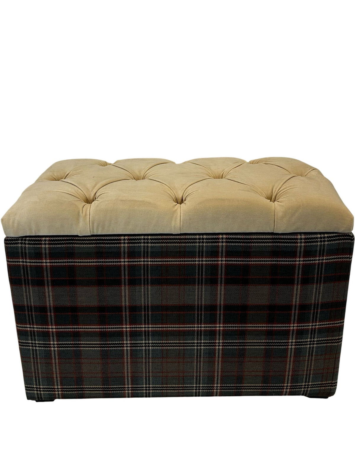 Plaid Storage Ottoman Footstool with Hinged Lid (Pre-Loved)