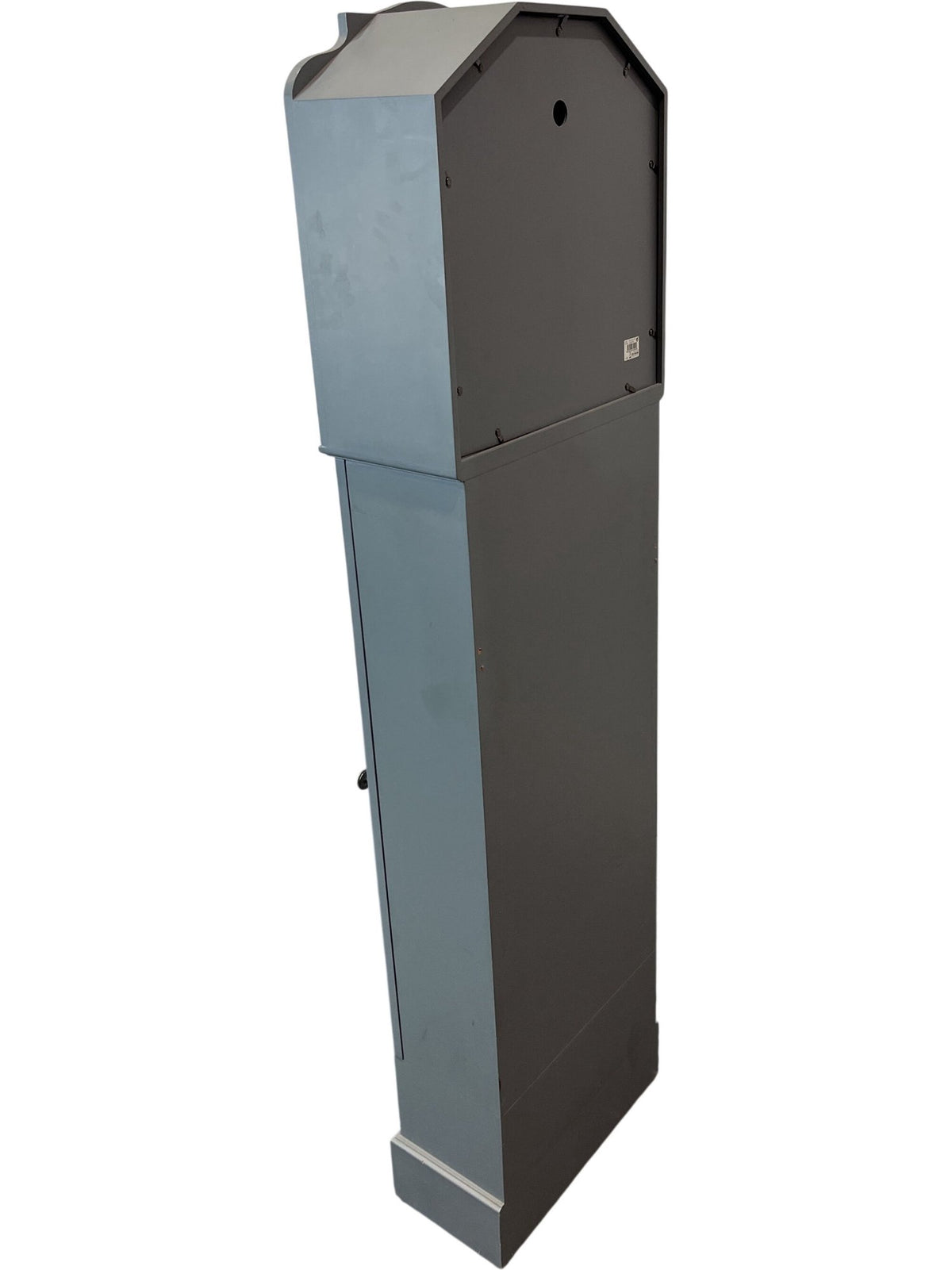Grey Modern Tall Clock Cabinet With Storage Shelves (Pre-Loved)