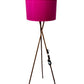 Tripod Floor Lamp Pink Drum Shade Bronze Tone Standing Light 165cm (Pre-Loved)
