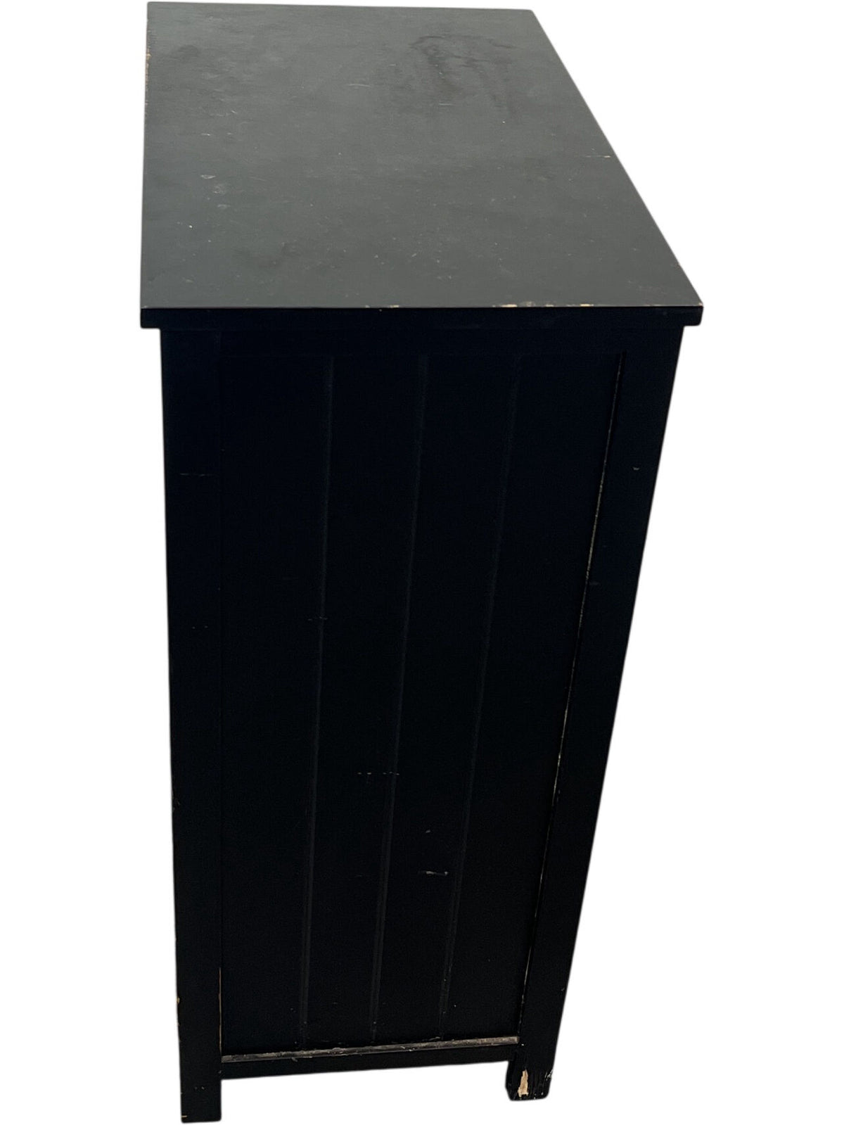 Rustic Basket Cabinet Black Wood Frame Woven Storage Drawers (Pre-Loved)