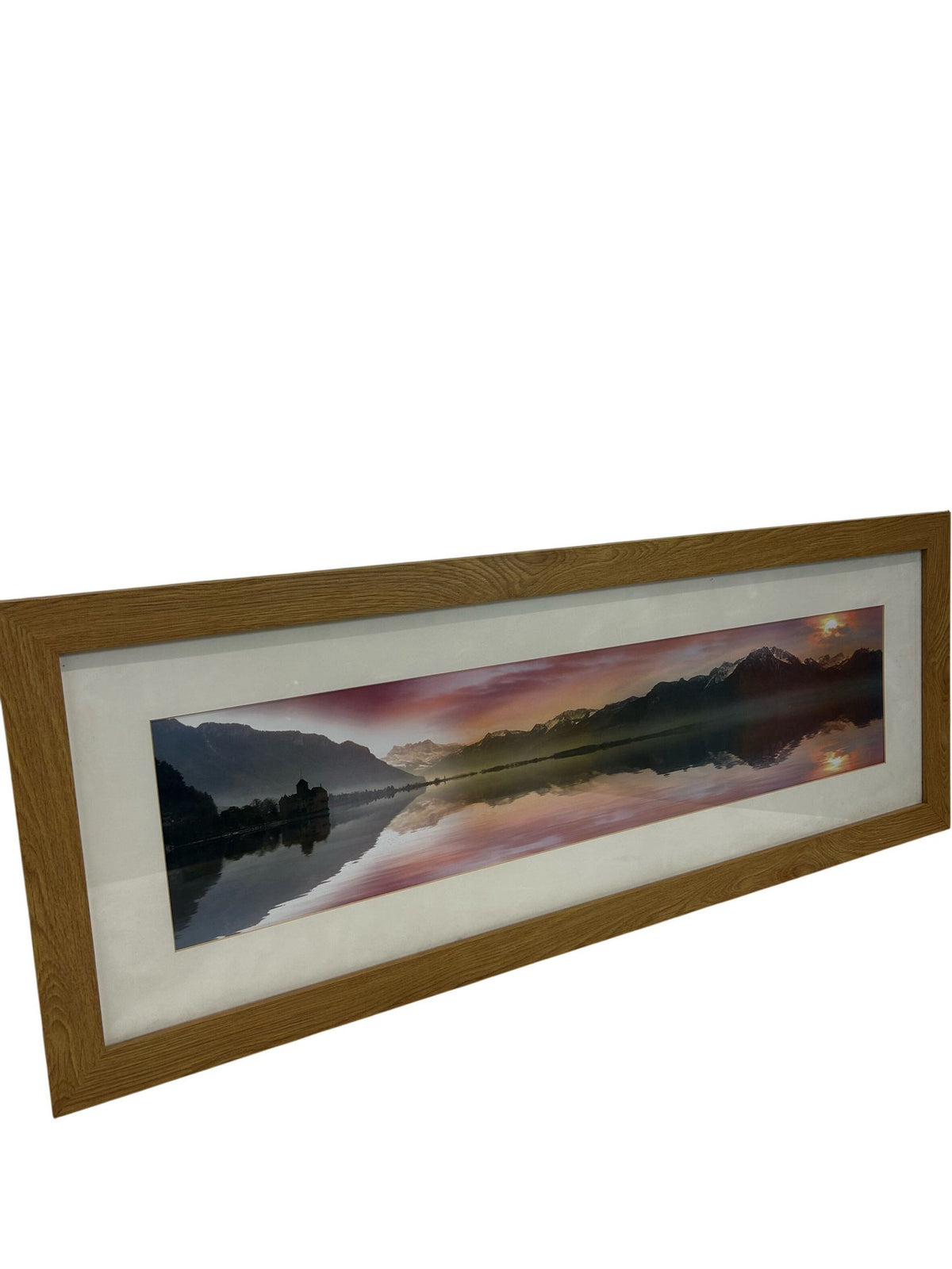 Panoramic Mountain Lake Sunset Framed Landscape Wall Art 99cm (Pre-Loved)