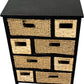 Rustic Basket Cabinet Black Wood Frame Woven Storage Drawers (Pre-Loved)
