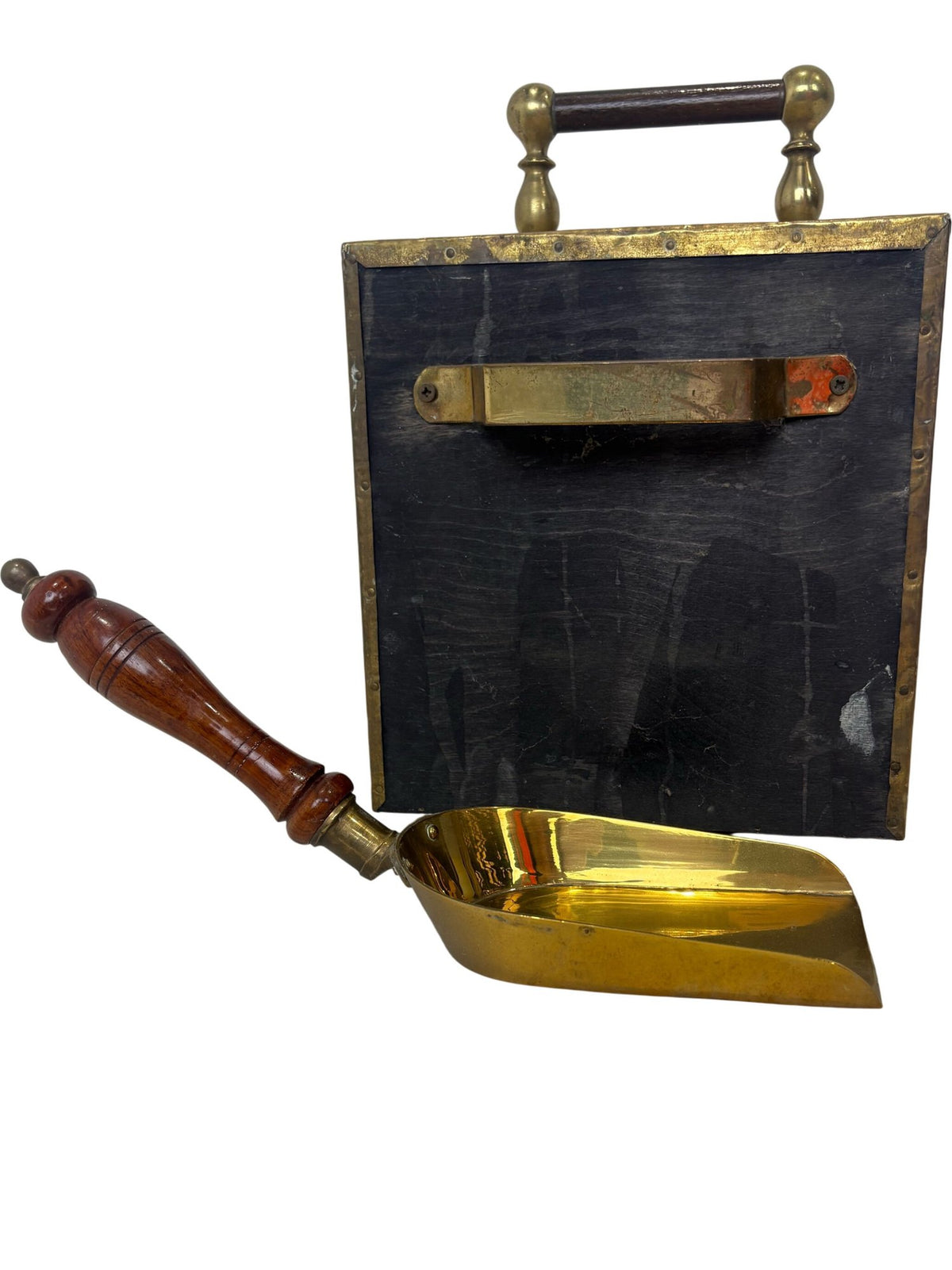 Antique Brass Coal Box with Shovel and Embossed Design Victorian (Pre-Loved)