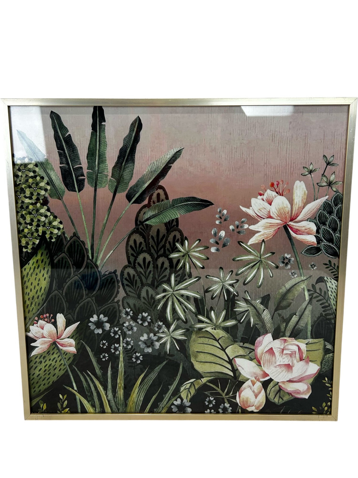 Habitat Botanical Floral Framed Wall Art Print Gold Frame Square (Pre-Loved)