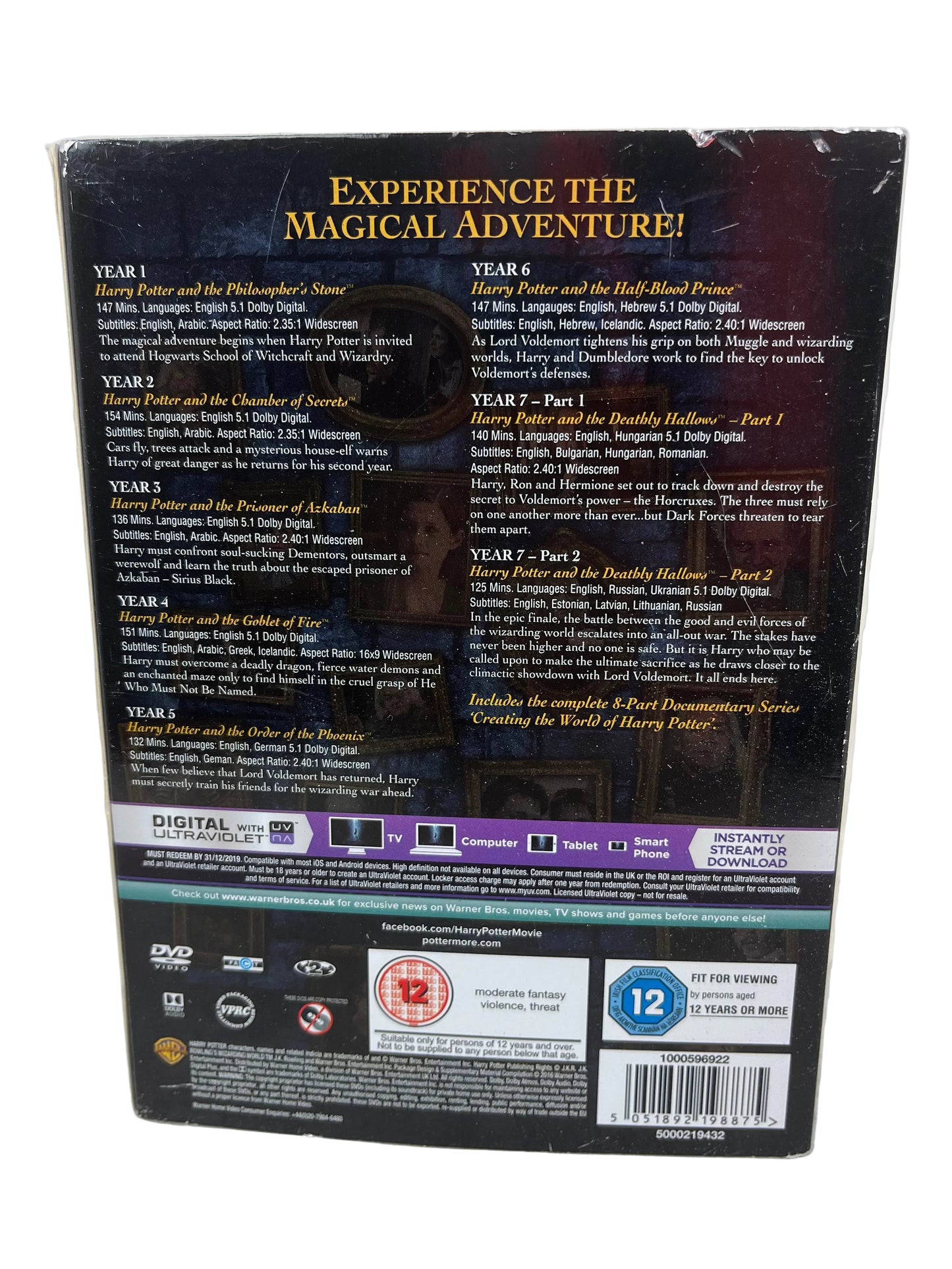 Harry Potter The Complete 8-Film Collection DVD Box Set (Pre-Loved)