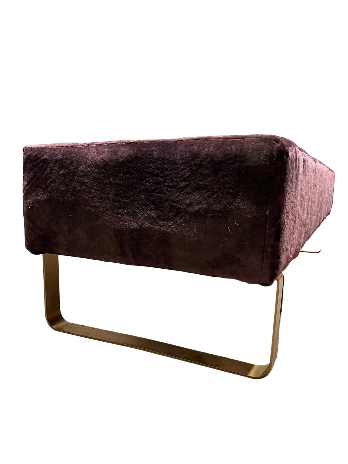 Purple Velvet Chesterfield Ottoman Cushioned Large Entryway Bedroom Footstool Bench (Pre-Loved)
