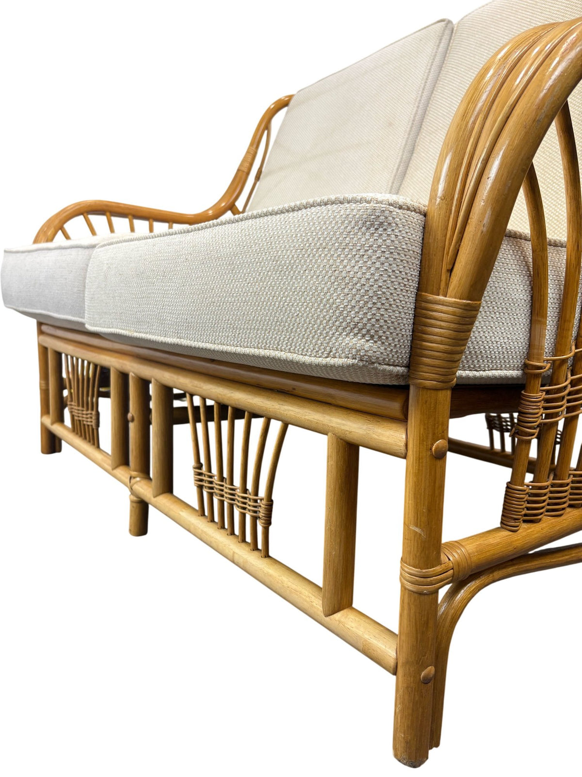 Vintage Bamboo Rattan Conservatory Sofa Two Seater Cane Frame (Pre-Loved)