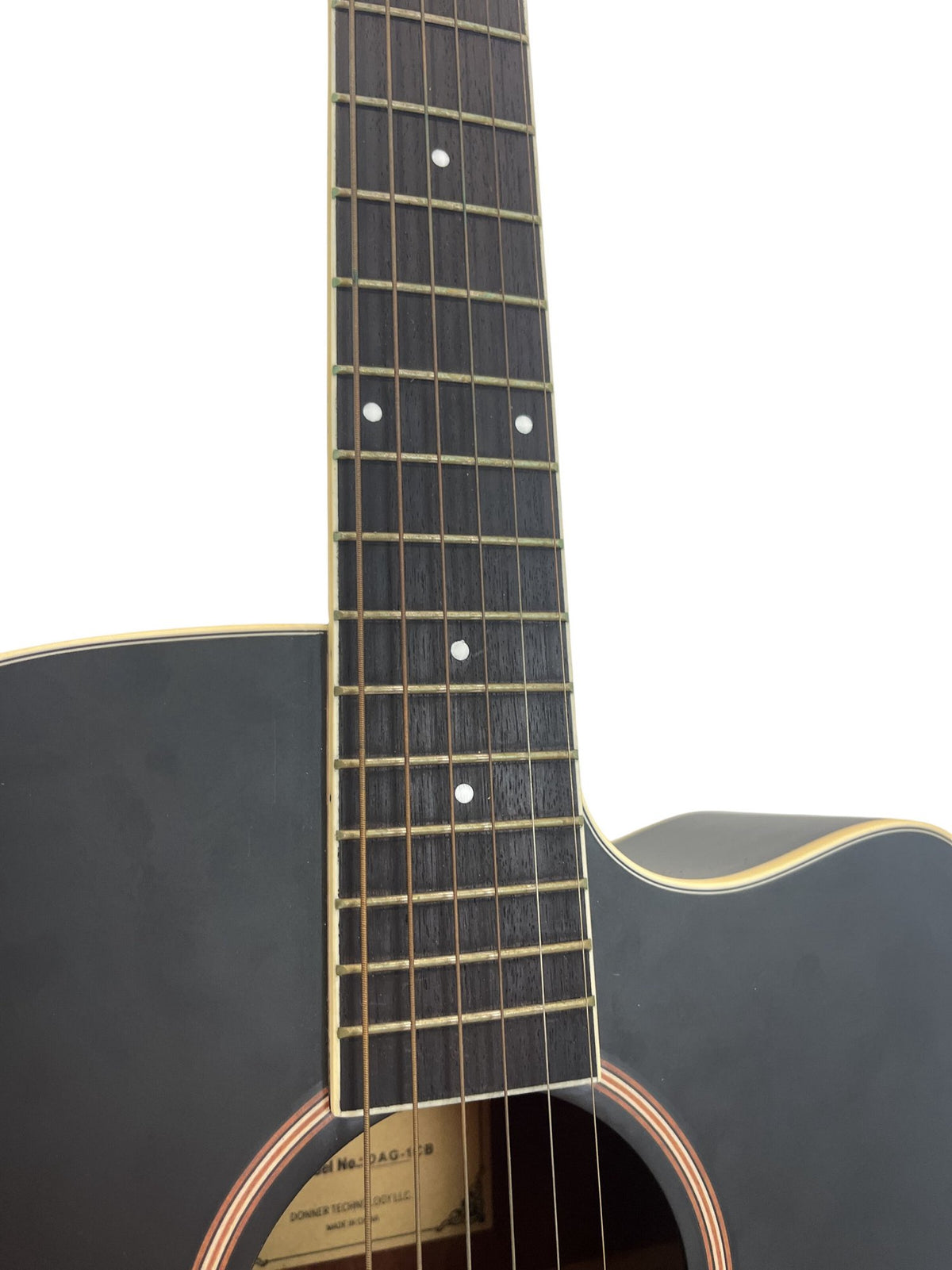 Donner DAG-1CB Matte Black Acoustic Guitar With Strap And Bag (Unused)