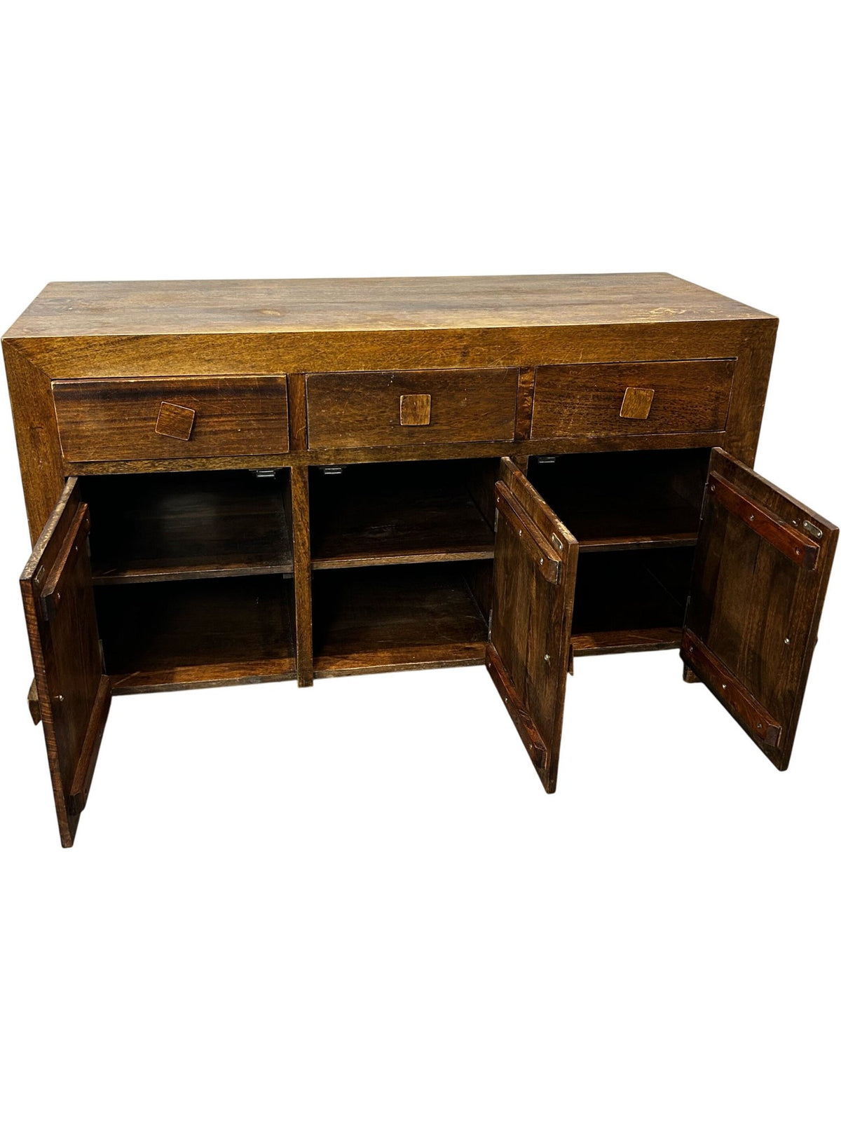Vintage Solid Wood Sideboard with 3 Drawers & 2 Cupboards (Pre-Loved)