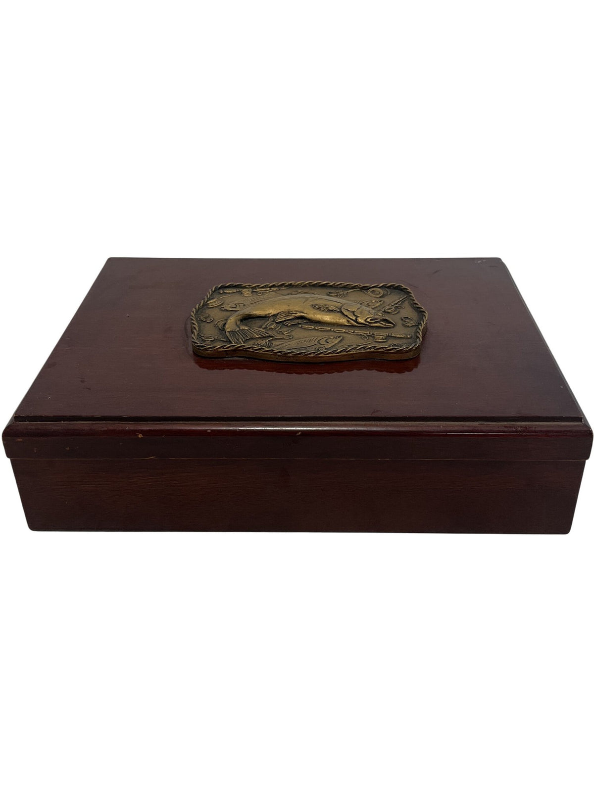 Vintage Brass Fish Design Wooden BoX (Pre-Loved)