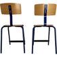 Vintage Wooden School Chairs with Blue Metal Legs (Pre-Loved)