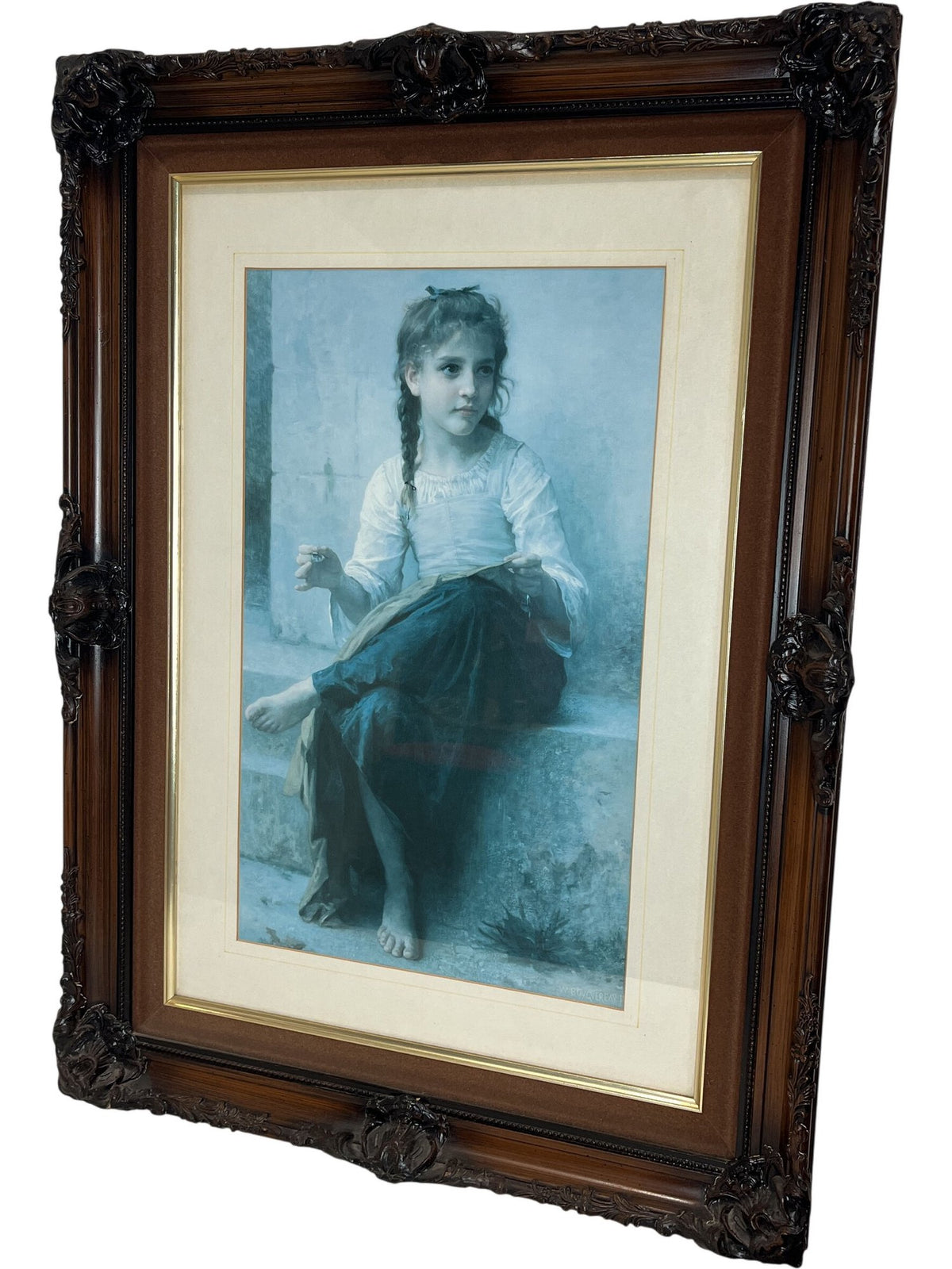 Bouguereau Print The Young Seamstress Framed (Pre-Loved)