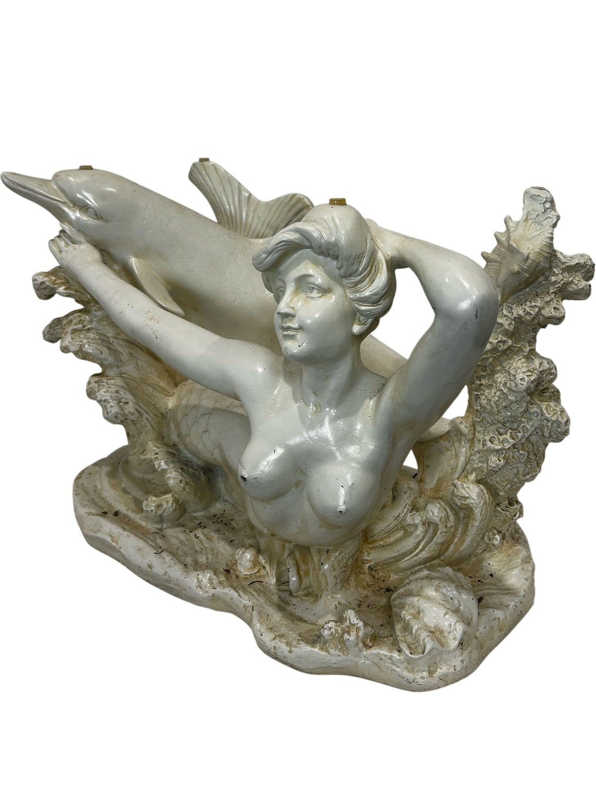Mermaid and Dolphin Decorative Statue 56cm (Pre-Loved)