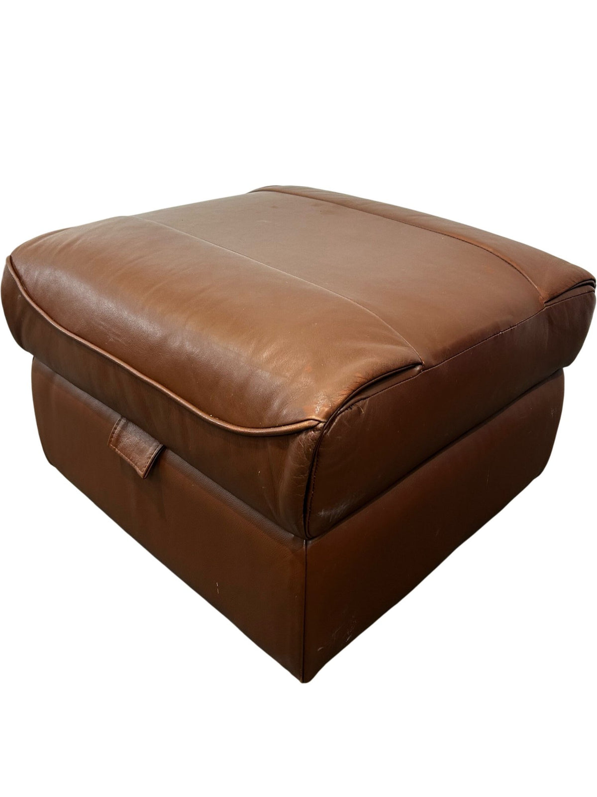La-Z-Boy Brown Leather Storage Ottoman Footstool Lift Up Square (Pre-Loved)