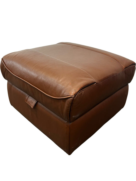 La-Z-Boy Brown Leather Storage Ottoman Footstool Lift Up Square (Pre-Loved)