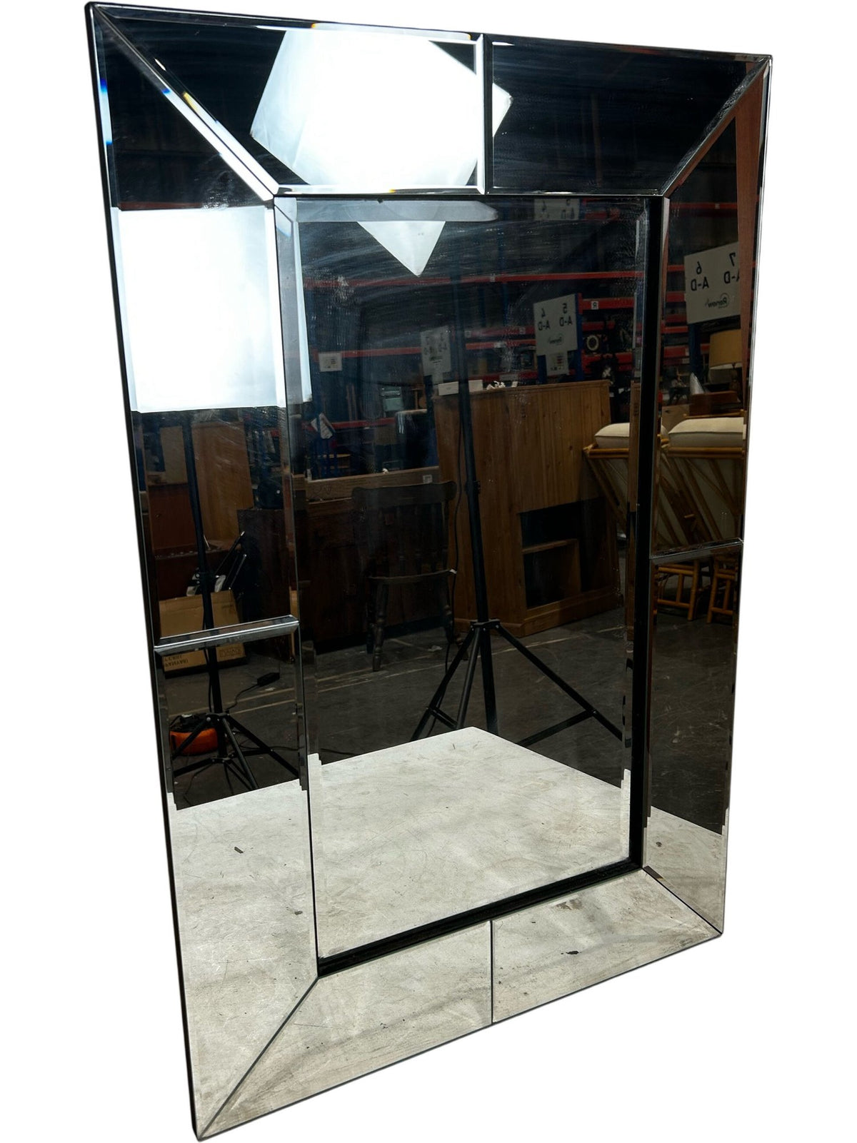 Rectangular Bevelled Wall Mirror Mirrored Frame Modern Home Decor (Pre-Loved)