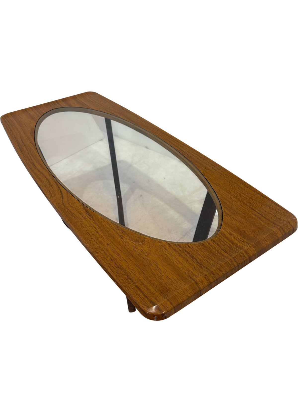 Vintage Coffee Table Glass Top Wooden Base (Pre-Loved)
