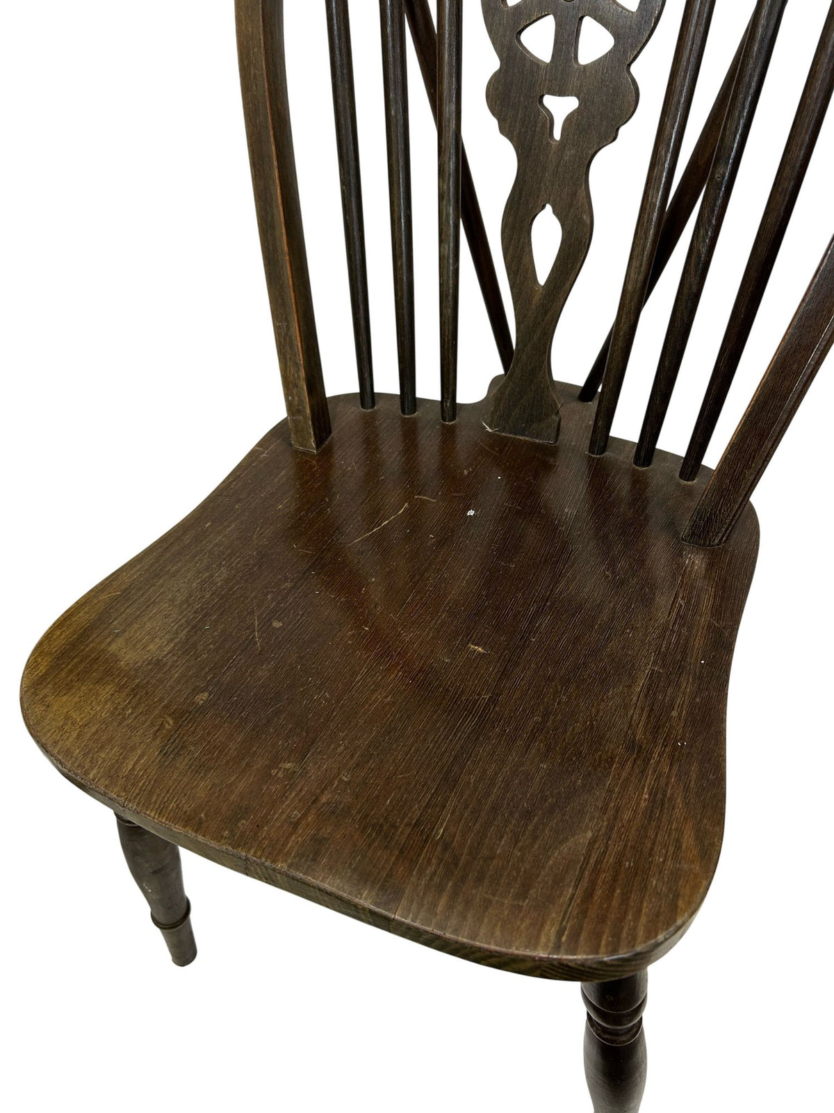 Pair of Vintage Wooden Spindle Back Dining Chairs Dark Wood Finish (Pre-Loved)