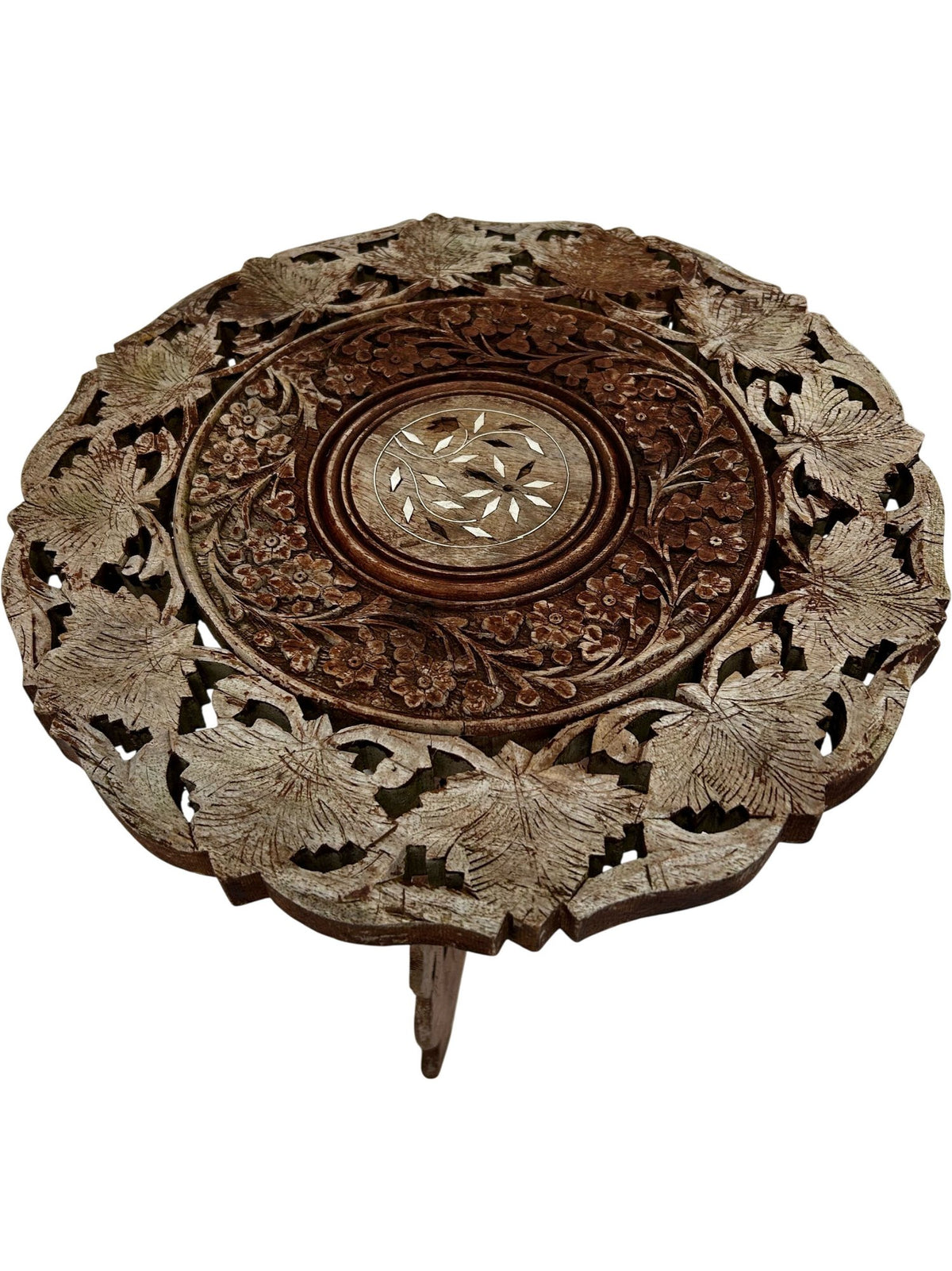 Ornate Carved Wooden Plant Stand Side Table (Pre-Loved)