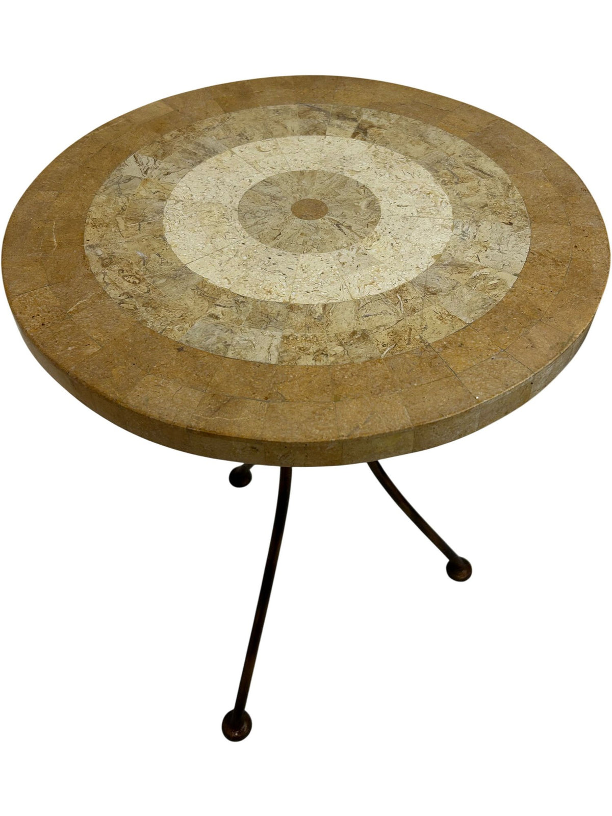 Round Mosaic Stone Top Side Table with Metal Tripod Legs (Pre-Loved)