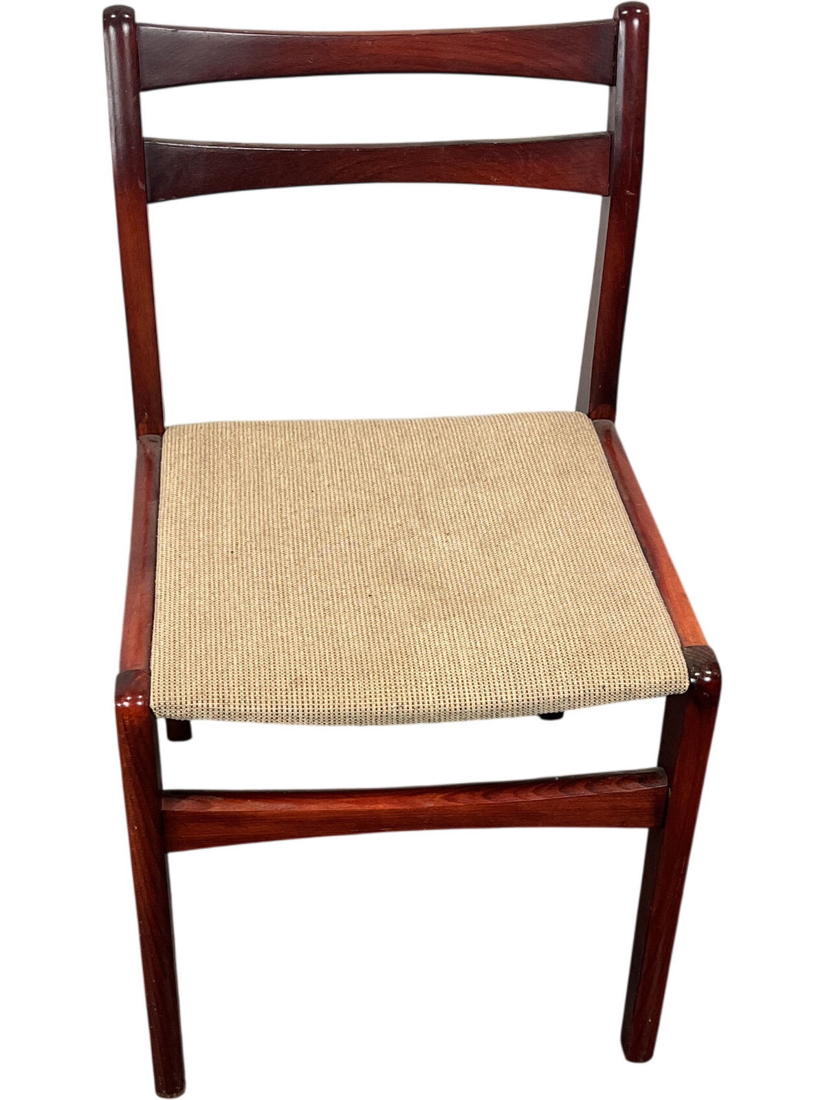 Vintage Mid Century Set of 2 Dining Chairs Wood Frame Beige Seat (Pre-Loved)