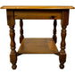 Vintage Wooden Side Table Square Turned Legs Lower Shelf Brown (Pre-Loved)