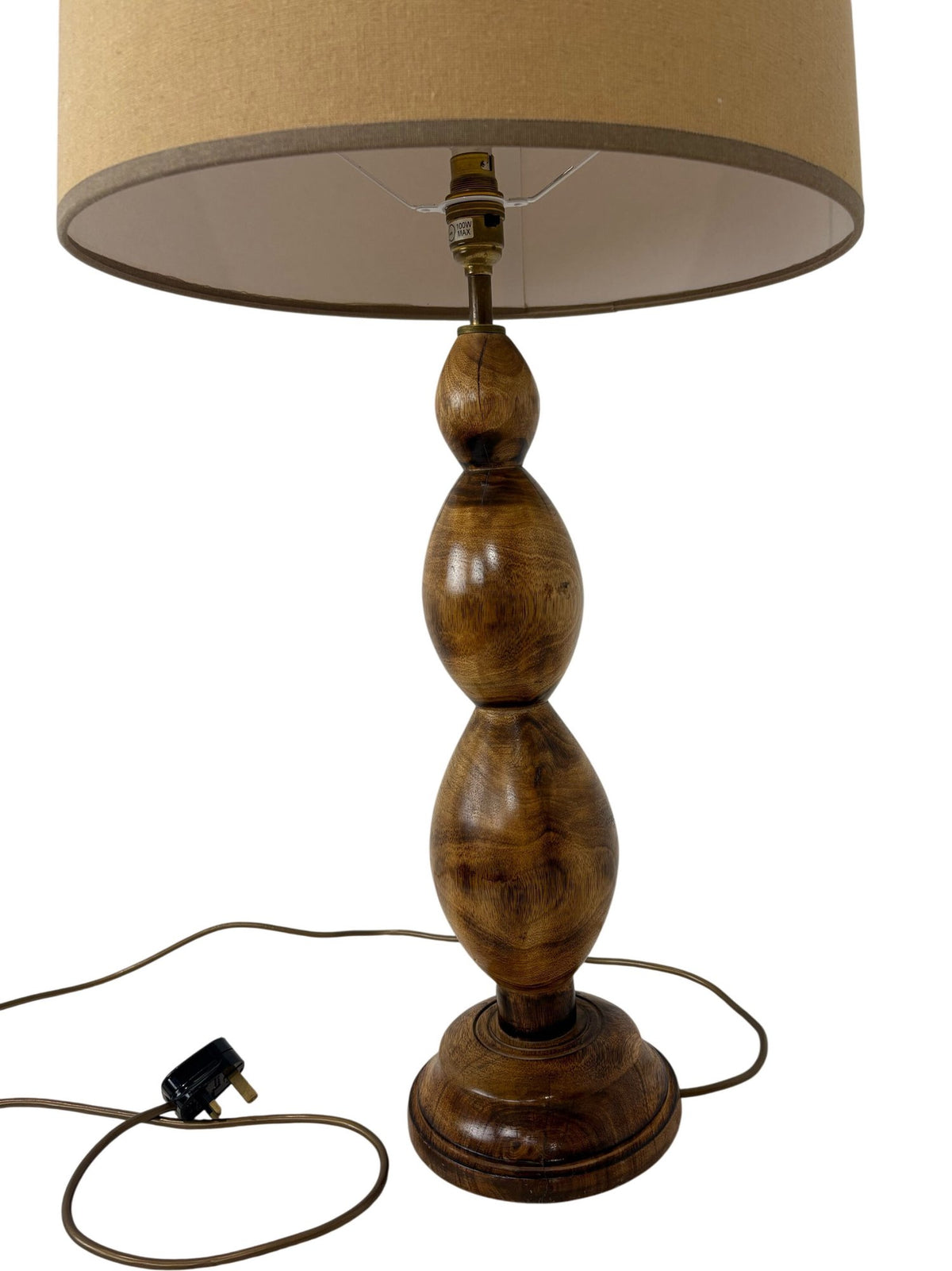 Vintage Wooden Table Lamp Beige Shade (Pre-Loved)