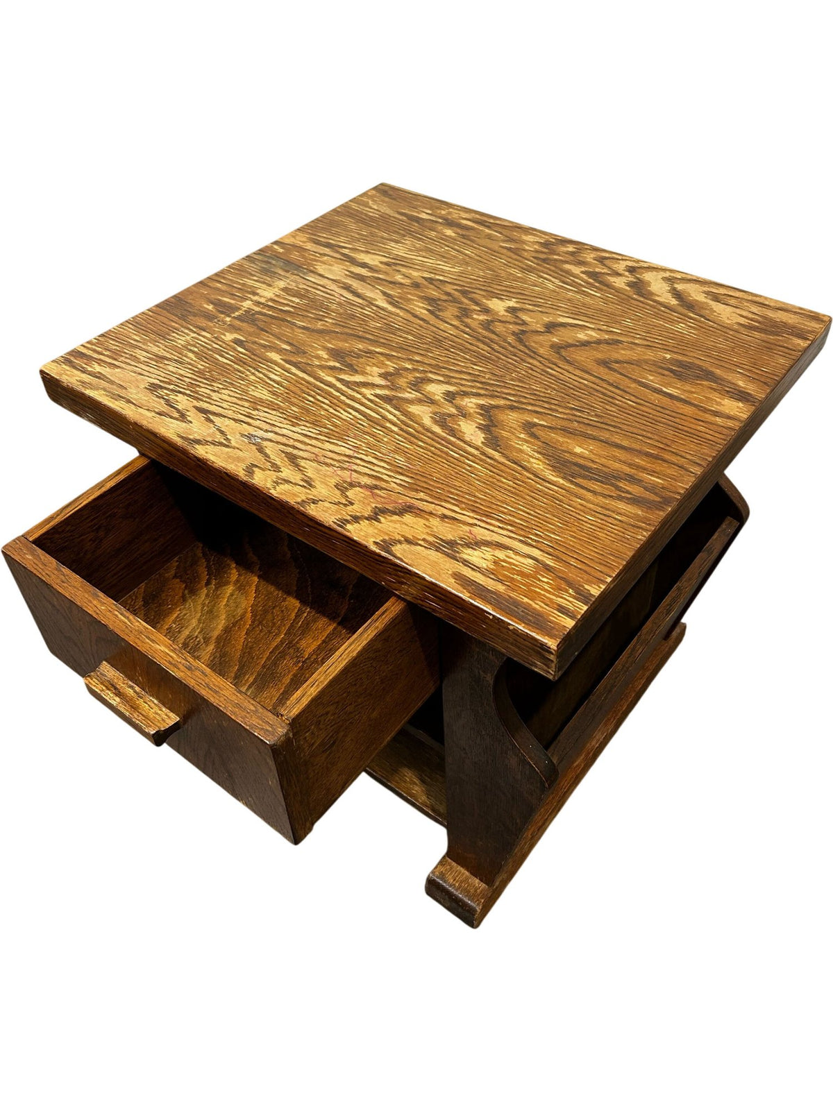 Vintage Wooden Accent Table with Drawer and Shelves (Pre-Loved)