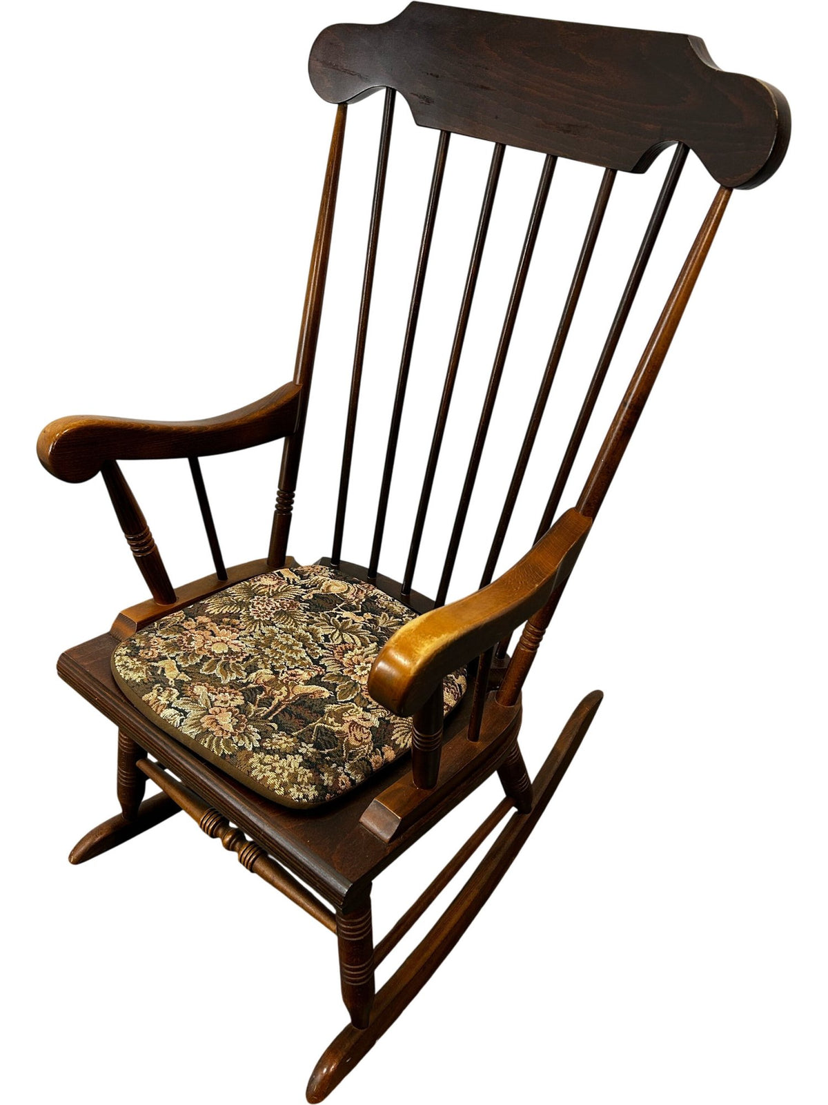 Vintage Wooden Rocking Chair with Floral Cushion (Pre-Loved)