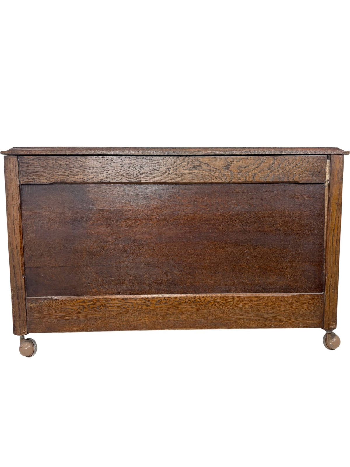 Antique Wooden Storage Chest on Casters with Hinged Lid (Pre-Loved)