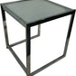 40cm Square Glass Side Table Silver Metal Frame (Pre-Loved)
