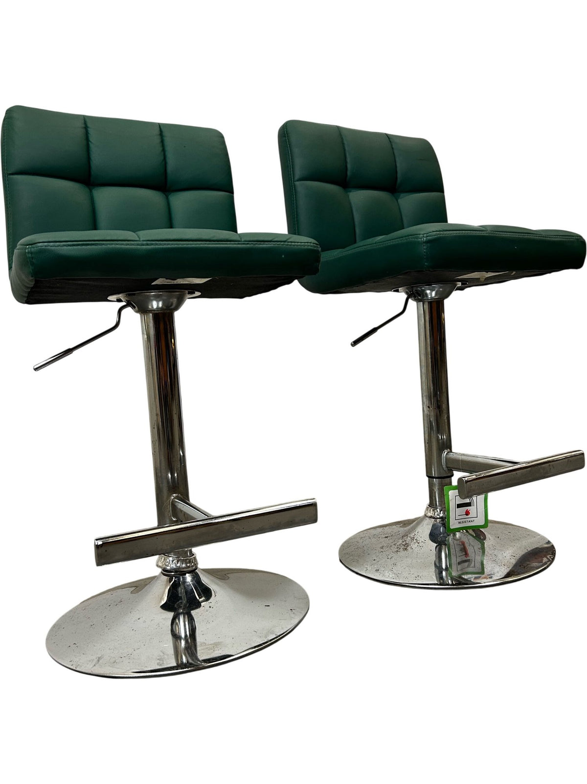 Green Bar Stools Adjustable Height (Pre-Loved)
