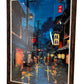 Framed Japanese Night Street Cityscape Art Print Wall Decor (Pre-Loved)
