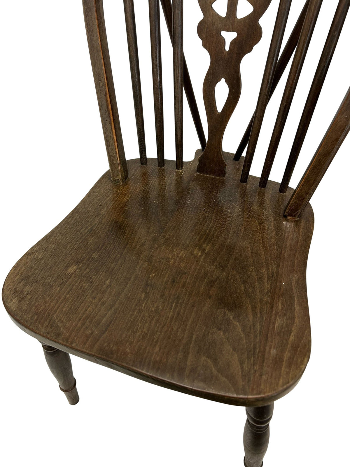 Pair of Vintage Wooden Spindle Back Dining Chairs Dark Wood Finish (Pre-Loved)