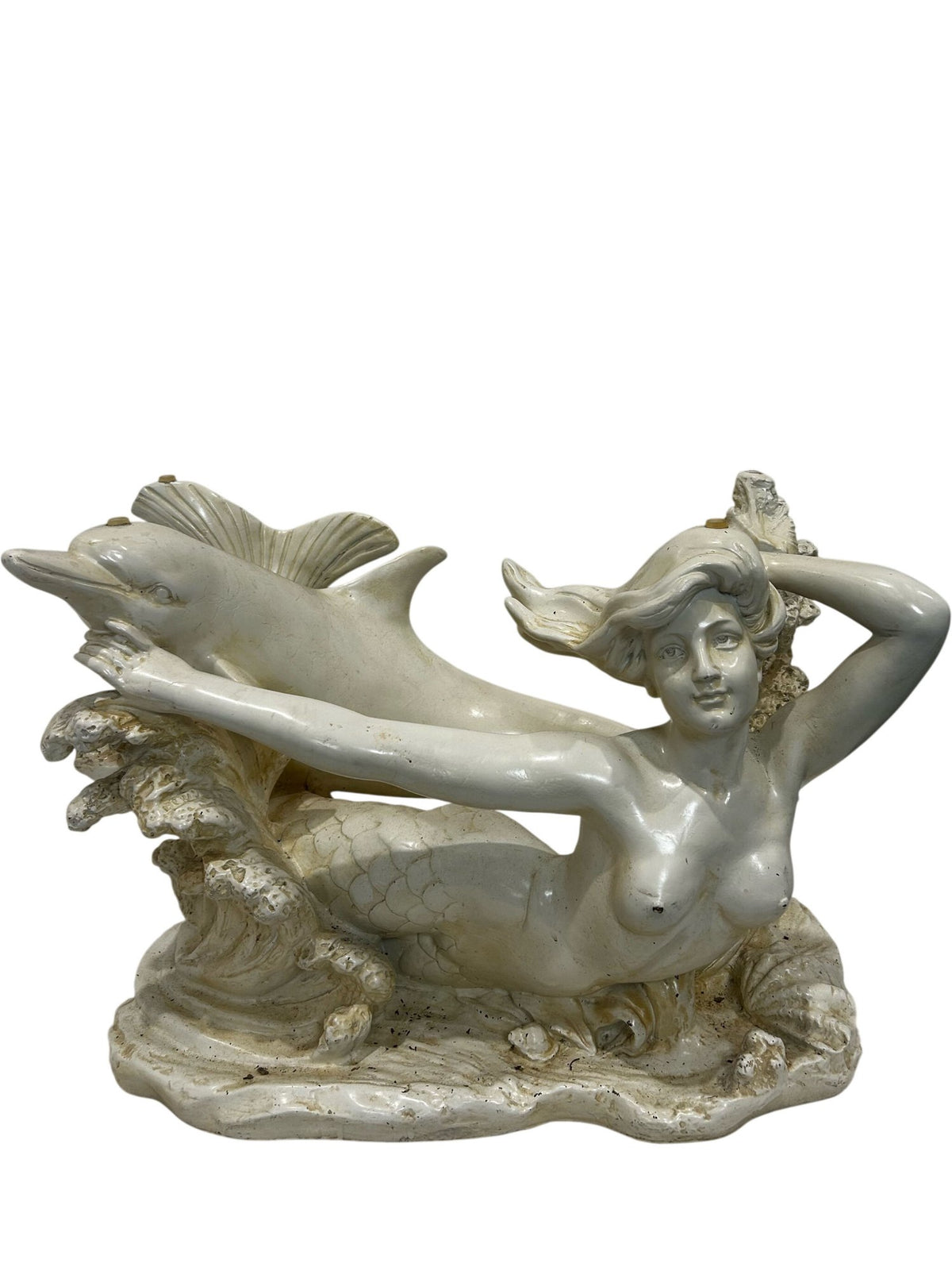 Mermaid and Dolphin Decorative Statue 56cm (Pre-Loved)