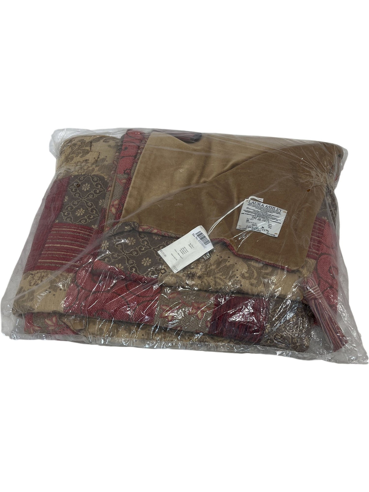 Laura Ashley Red Gold Throw Blanket Patchwork Design (Pre-Loved)
