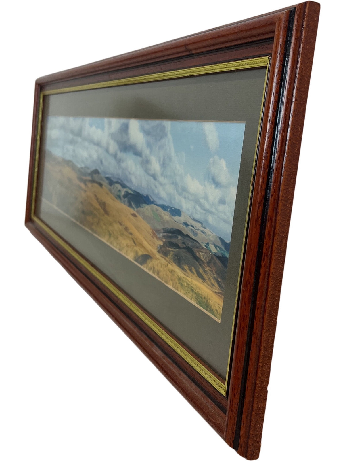 Framed Panoramic Countryside Landscape Scene Wooden Frame Wall Art (Pre-Loved)