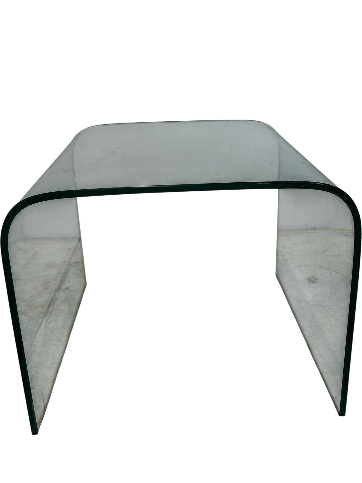 Modern Clear Bent Glass Coffee Table Curved Minimalist Design (Pre-Loved)