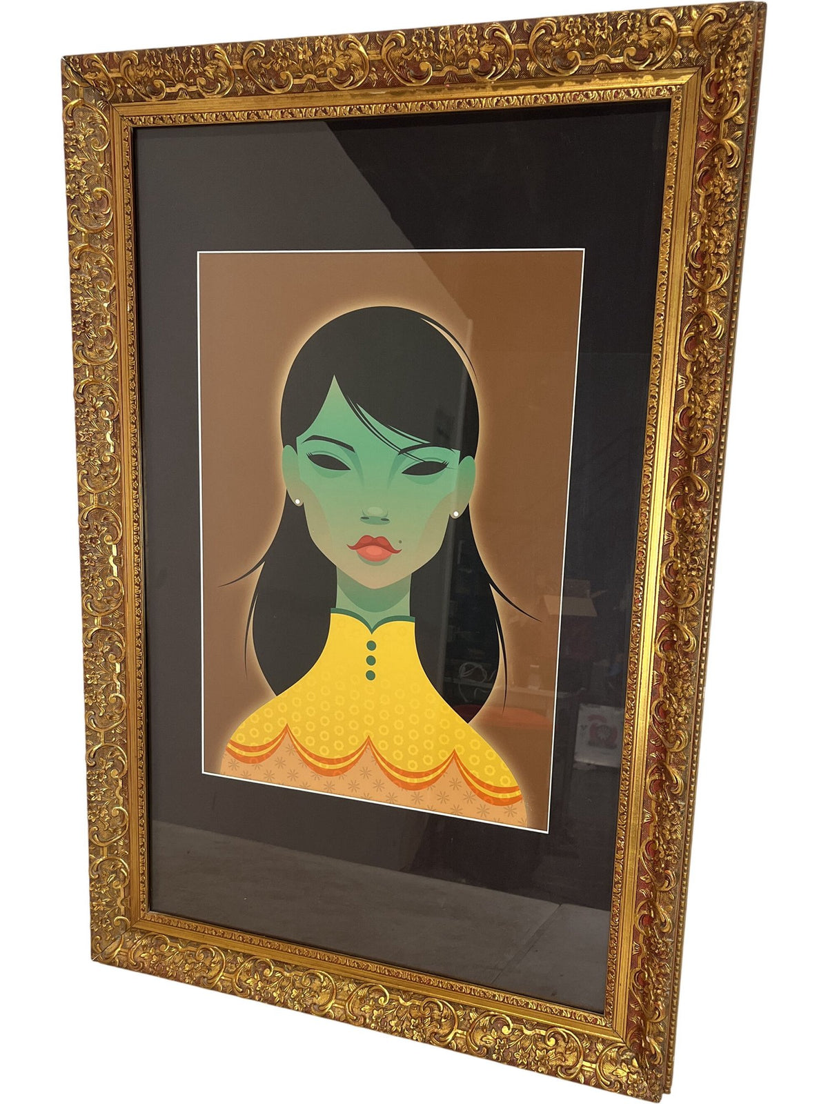 The Green Lady Stanley Chow Framed Portrait Print Gold Frame (Pre-Loved)
