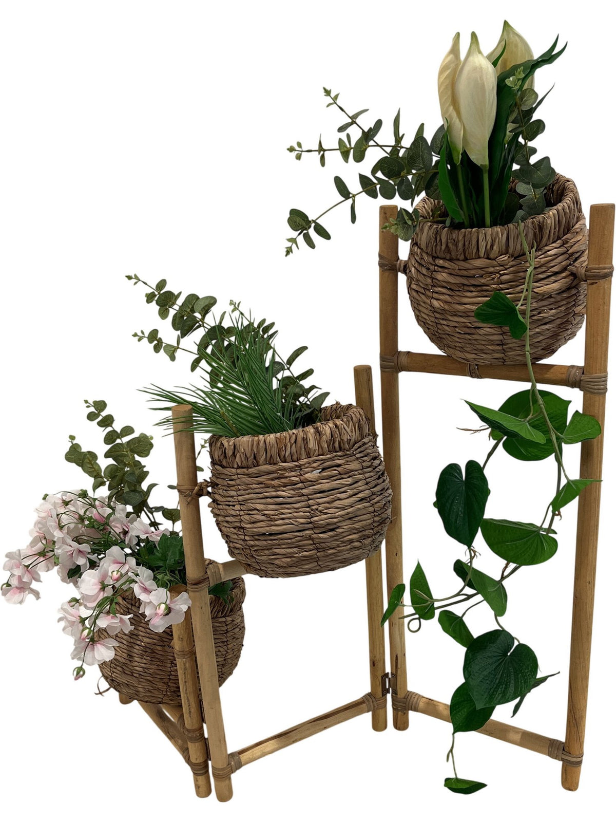 Tiered Bamboo Plant Stand Woven Baskets (Pre-Loved)