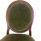 Vintage Classic Dark Wood Green Velvet Wooden Upholstered Chair (Pre-Loved)