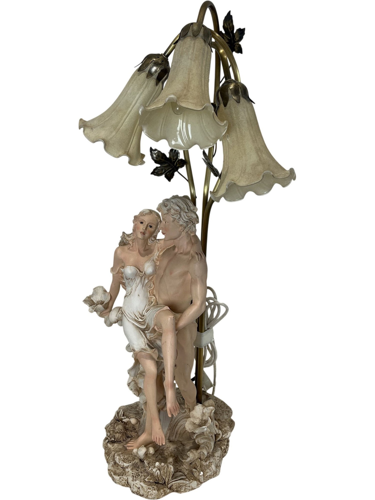 Academy Porcelain Table Lamp Figurine Floral Design Art Deco Style (Pre-Loved)