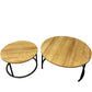 Round Coffee Table Set Black Metal Legs Wooden Top (Pre-Loved)