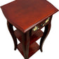 Tall Wooden Side Table Floral Drawer 2 Shelves Mahogany Finish (Pre-Loved)