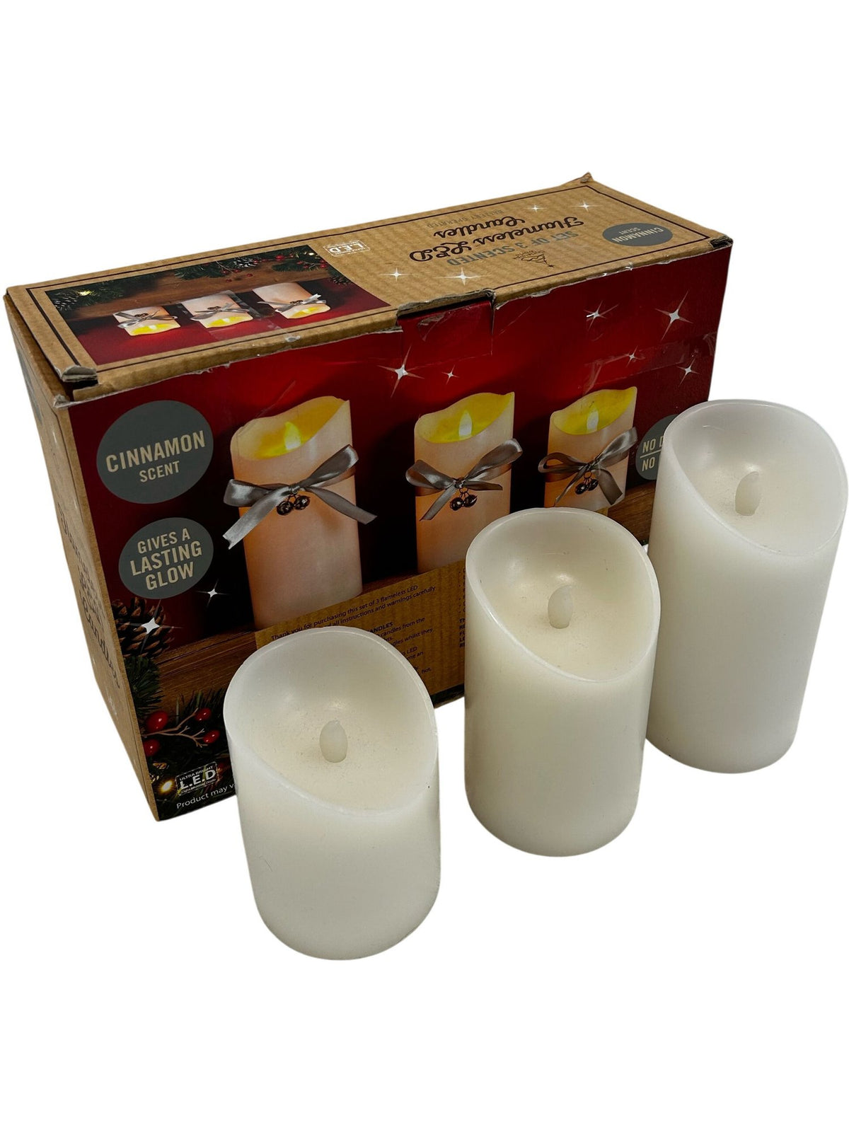 B&M Cinnamon Scent Flameless LED Candles Set of 3 (Pre-Loved)
