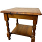 Vintage Wooden Side Table Square Turned Legs Lower Shelf Brown (Pre-Loved)