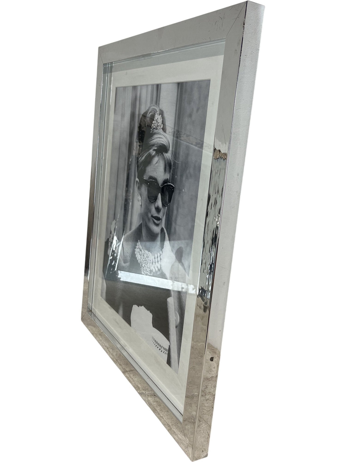 Classic Black & White Audrey Hepburn Silver Framed Photograph (Pre-Loved)