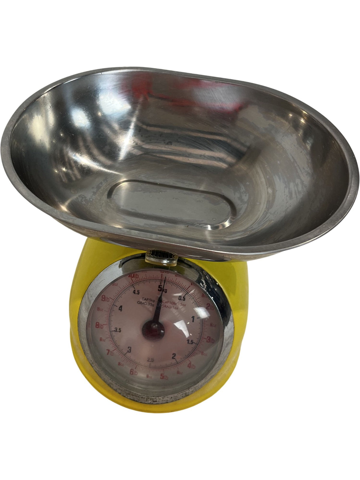 Vintage Retro Yellow Steel Mechanical Kitchen Scale 5kg Capacity (Pre-Loved)